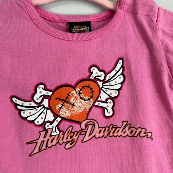 Harley Davidson Graphic Pink Short Sleeve Tee 12M Baby Girl - Picture 3 of 5